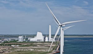 Ørsted’s offshore wind turbines at Avedøre, standing in the water